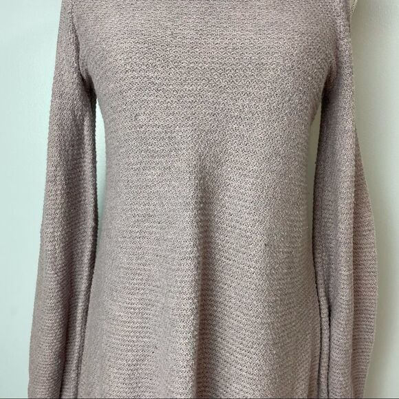American Eagle Solid Mauve Cold Shoulder MIDI Wool Dress Ballon Sleeves size M - Picture 12 of 14